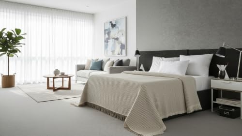 Plaid multiusage Nigéria beige 180x270 cm grand jeté de canapé