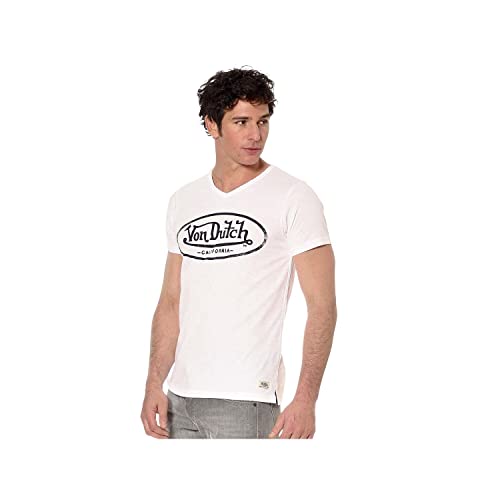 Von Dutch T-Shirt Col en V Homme Ron haut de mode urbaine t-shirt manches courtes été