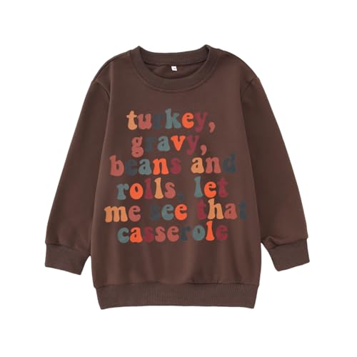 Boys Girls Thanksgiving Outfits Big Kids Turkey Letter Printed Sweatshirt Casual Crewneck Pullover Long Sleeve Top