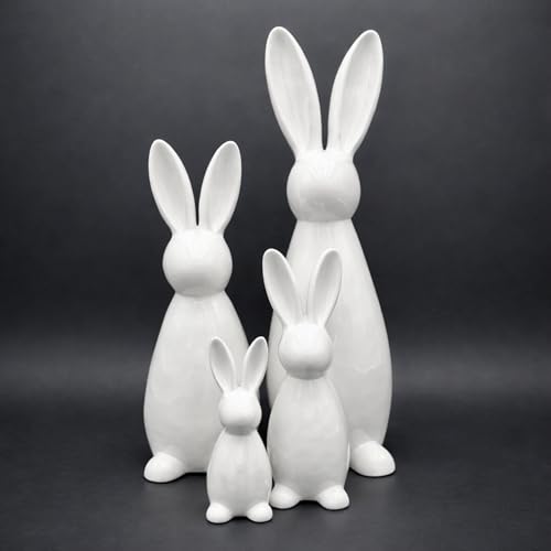Jumbos Dekowelt Osterhase Keramik Figur Weiß – Moderne Deko-Hasen Skulptur für Ostern, Frühling & Zuhause – Glasiert, Stehend – 4 Größen (10 x 11,2 x 30cm)