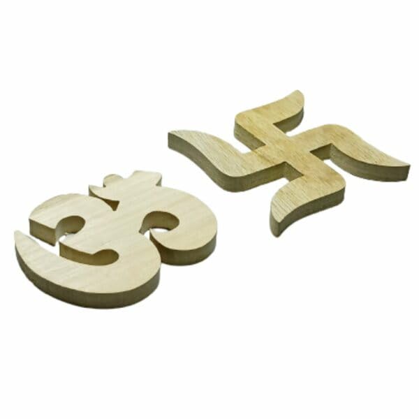 Curious Button Pack of 4 Wooden MDF Swastik Om Cutouts for Diwali Decoration | 5 Inch Pine MDF Craft Shapes |Pre-Marked Festive Symbols for Mandir, Wall & DIY Art | Om & Swastik Wooden Cutouts-image-47