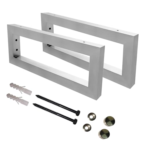 CAVATINY 2X Wand-Konsole RECHTECK | Waschtisch-Halterung stabil | Einfache Wand-Montage | Regal-Halter aus 304 Edelstahl | Konsolen-Träger für Waschbecken & Wand-Regal (Breite 450mm)