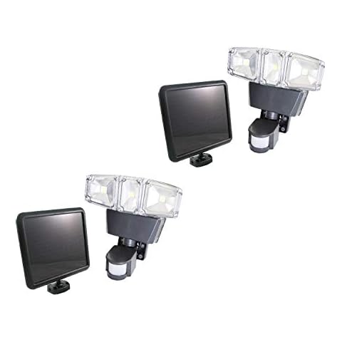 2 Pack Triple Heads 180 Degree Ultra Bright Outdoor Solar Motion Sensor Light, 1200 lumens with Advanced COB LED Technology, 3 Intelligent Modes Adjustable, Solar Panel with 15FT Extend Cable Cover