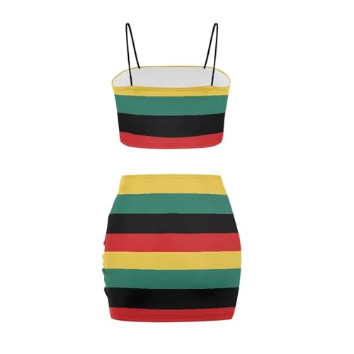 Image of 2025 Sexy Spaghetti Strap Crop Tops and Bodycon Skirt Casual 2 Piece Set S-4XL