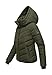 MARIKOO Winterjacke Damen (XS-3XL) - Wasserabweisend, Warm, Kapuze abnehmbar, Winddicht - Steppjacke, Frauen - Stehkragen, 4 Taschen, verlängerter Zipper - Dark Olive M