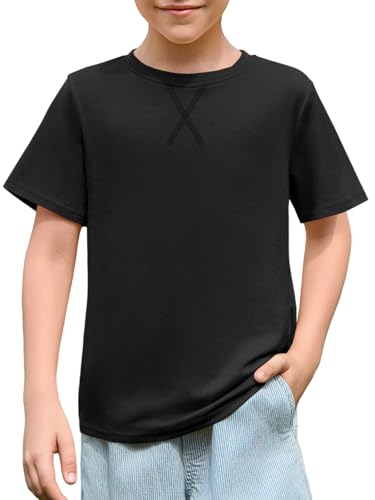 Lista de Camisetas de manga corta para Niño - solo los mejores. 47 Haloumoning - Camisetas de manga corta para niños de verano con cuello redondo y cuello redondo para niños de 5 a 14 años, Negro -, 5-6 Años