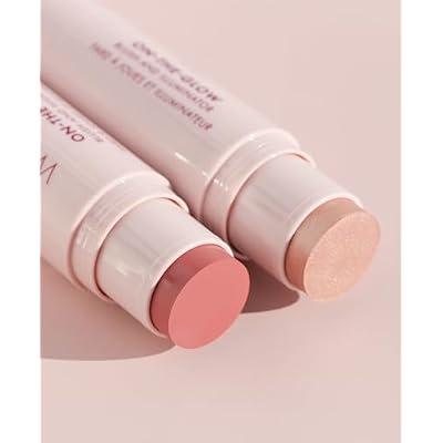 Wander Beauty On-the-Glow Blush and Illuminator - Bare/Nude Glow - 7-in-1 Hydrating Cream Blush & Highlighting Stick - Stick Blush for Cheeks, Lip, Face & Body - Highlighter Makeup & Blush
