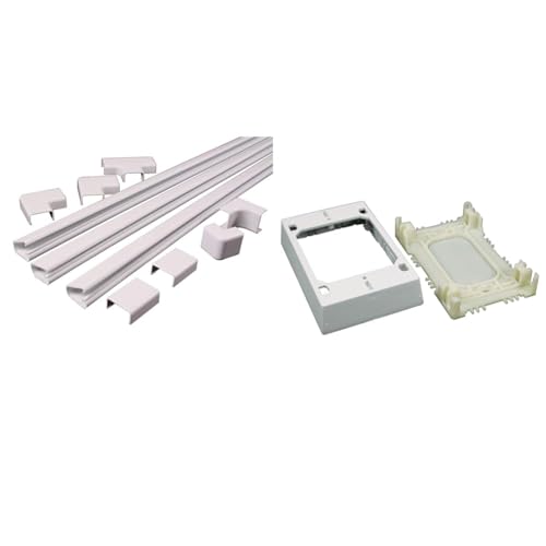 Kit de cubierta para cables Legrand Wiremold C210 de 12 pies, organizador para 3 cables, con caja de salida no metálica de 1 ganga, blanco miniatura 1