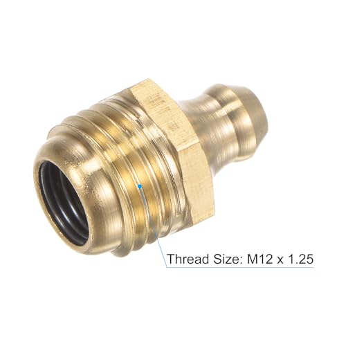 Image of uxcell Brass Straight Grease Fitting M12 x 1.25mm Thread Hydraulic Grease Fitting Accessories, 20Pcs