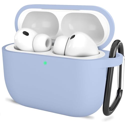 Image of New Soft Silicone Case Compatible with Apple AirPods Pro 3 Generation (2025) Protective Silicone 360 Full Protection Dust-Proof Shockproof Case Cover with Hook (Cover Only) (Sky Blue)