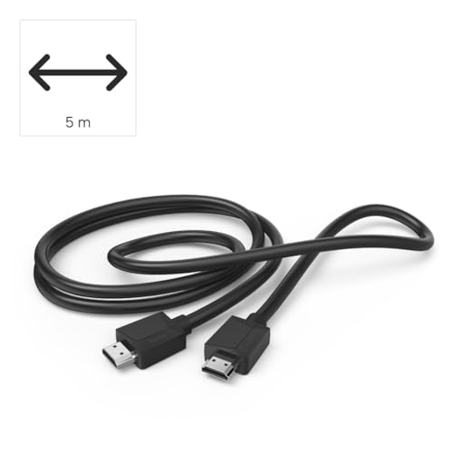 Image of Hama HDMI Cable with Ethernet, 4K@ 600 MHz Ultra HD Resolution, 18 Gbps Transmission Speed, HDMI.org Certified, Gold plated, High Speed, Compatible with all HDMI Devices, Laptop, PC, TV, Gaming - 5m
