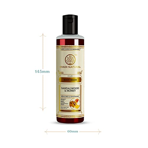 Khadi Natural Sandalwood & Honey Body Wash | Gentle Shower Gel for Healthy Skin | Body Wash for Calming Sunburns | For Soft Skin | Suitable for All Skin Types | 210ml