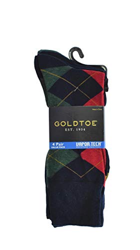 Gold Toe Mens Scott 4 Pack Argyle Crew Socks Navy 6-12.52