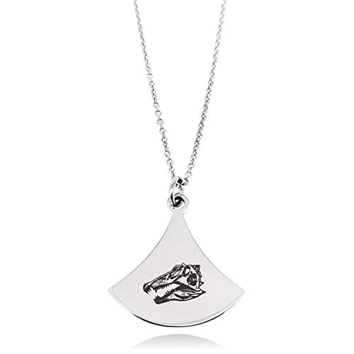 Stainless Steel Spinosaurus Skull Pendulum Curved Triangle Charm Pendant Necklace