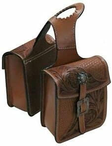 Leather Cowhide Genuine Western Equestrian Trail Tooling Carving Horse Saddle Bag Tooled Carved Pack Equipment Horse Saddle Bags Size: 10” L x 10” W x 3 ½” D inches' CRV164