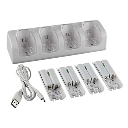 COMETX 4 unids 2800mAh células recargables y Wii Cell carga Dock Stand para Wii Remote Switch Accesorio