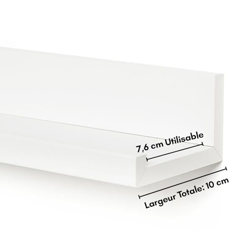 Étagère flottante blanche de 91 cm dotée d'un grand rebord protecteur - 5