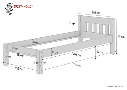Erst-Holz Solido Elegante Letto Bianco 90x200 in