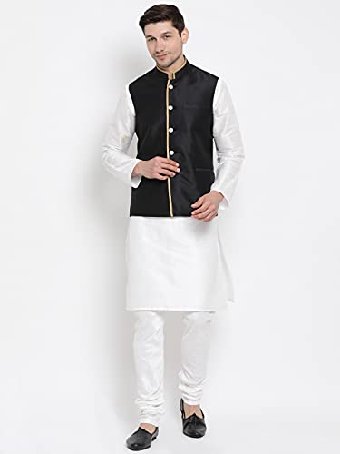 Image of VASTRAMAY Men's Beige Cotton Silk Blend Ethnic Jacket