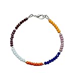 YONKU Hand_Crafted Unisex 7 Chakra Chalcedony Rondelle shape Faceted cut link chain stacking 7 inch bracelet YO-STRD-12299