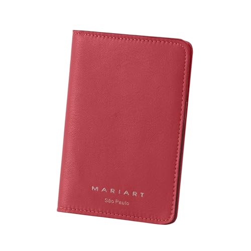 Mariart Buriti Carteira Feminino de Couro Bovino Legítimo C/Proteção RFID (Cabe RG, CNH, Cartões e Notas Dobradas) (Vermelho Scarlet)