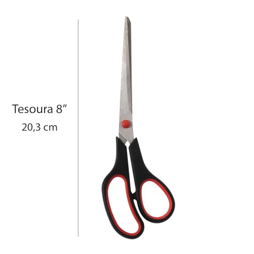 Tesoura Inox Basic 8'' (20,3cm) - Corte com facilidade! Design ergonômico e durável para todas as