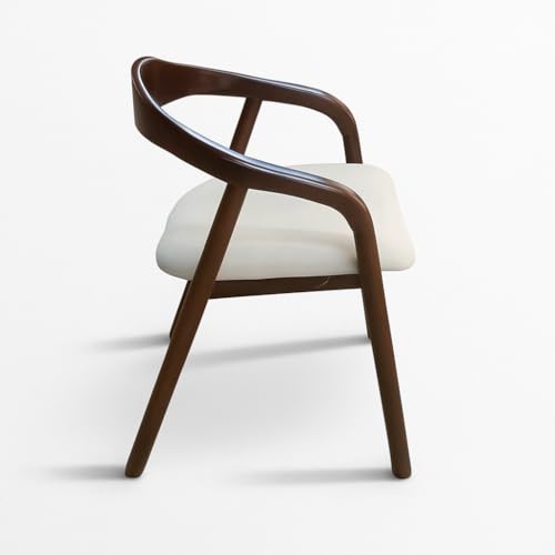 Image of Sheesham Wood Dining Chair with Upholstered Seat - Modern Scandinavian Style Solid Wood Chair for Dining Room, Living Room or Office (Light Walnut Finish)