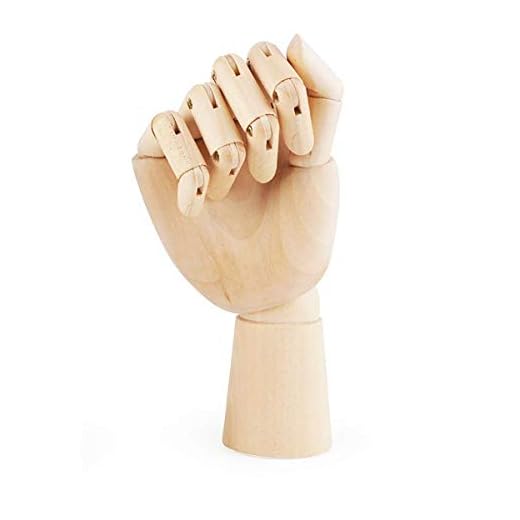 PEKKA Artista de Madera Maniqui de Dibujo Maniqui Articulado con Dedos Flexibles de Madera Mano Derecha de 10 Pulgadas