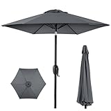 Best Choice Products 7.5ft Heavy-Duty Round Outdoor Market Table Patio Umbrella w/Steel Pole, Push Button Tilt, Easy Crank Lift - Slate