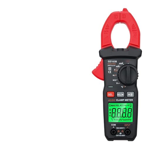 Multímetro mini pinza digital medidor automático de rango Medidor de voltaje AC/DC Probador RMS verdadero Amperios para coche Hz Capacitancia NCV Ohm Tester Voltímetro GD163B miniatura 1