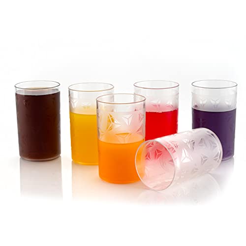 Image of Kitchenwell 12 Pcs Diamond Plastic Unbreakable Multi-Purpose Transparent Water /Juice Glass Set (300 ML,Clear)