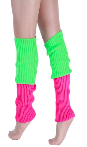Image of Women Juniors Knitted Leg Warmers 16 inch Neon Colors Dance Halloween Accessory