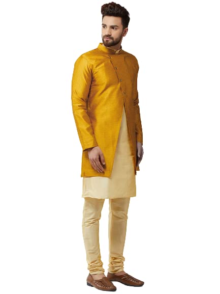 Image of SOJANYA Men's Silk Blend Solid Kurta & Pyjama Set
