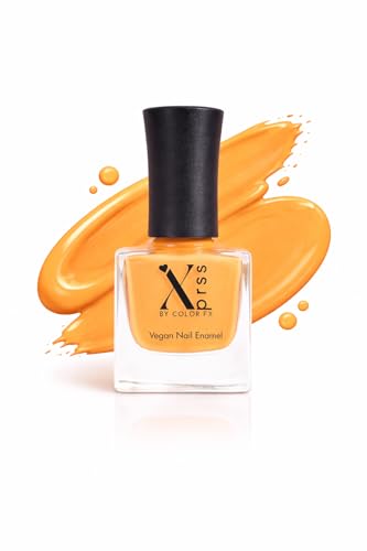 Color Fx New York Xprss Vegan High-Shine Glossy Nail Polish|Chip-Resistant, Quick-Drying, Long-Lasting, Non-Yellowing| 21 Toxin-Free| Nail Polish for Women – Yellow Orange