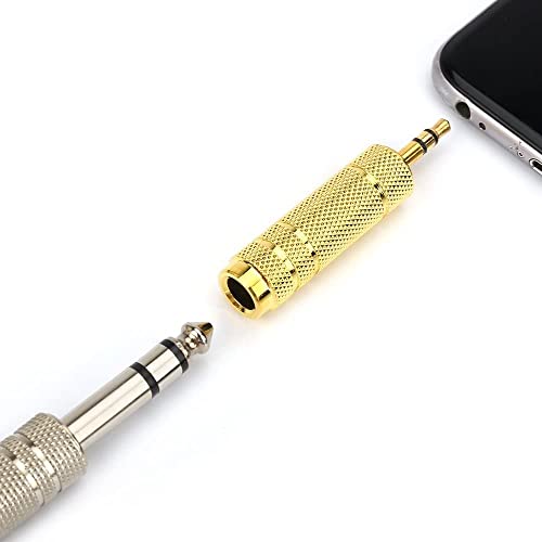 Image of [ 2 Pieces Headphone Adapter Jack 3.5mm Male 1 /8 inch to 6.35mm Female 1 /4 inch Audio Stereo Adapter, Small to Big Headphone Audio Jack Plug Adaptor Converter for Digital Piano, Keyboard