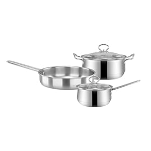 Qtyqwc Edelstahl 3-teiliges Kochgeschirrset