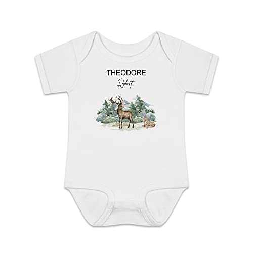 FLOCHIL Custom Deer Bodysuit – Personalized Newborn Gift, Best for