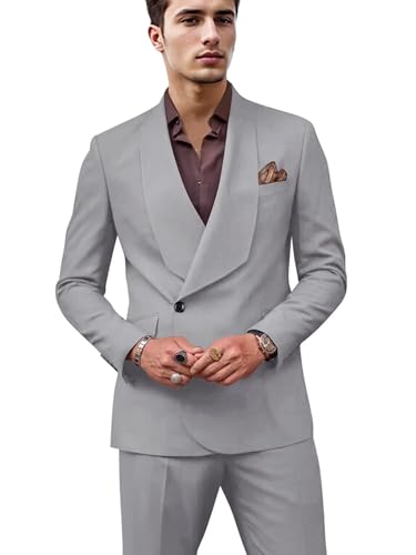 Mens Slim Fit 2 Piece Suits Formal Suit Set for Wedding One Button Prom Tuxedos for Men Grooms Business Casual Suit