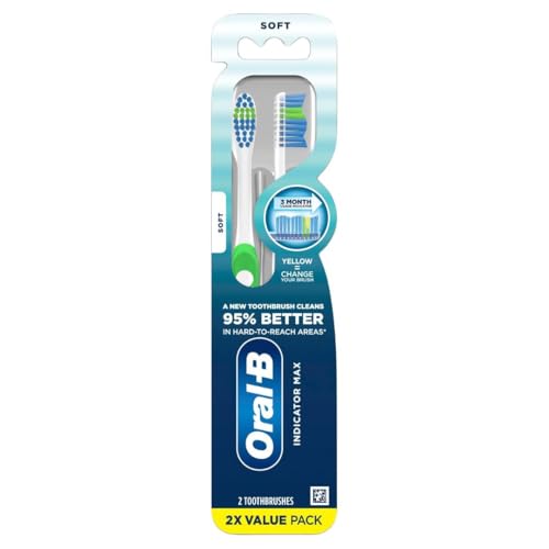 Oral-B Pro Health Fights Plaque & Tartar, 2 Count Soft Manual Toothbrush Pack, Indicator Bristles, Plaque Fighter, Gentle on Teeth
