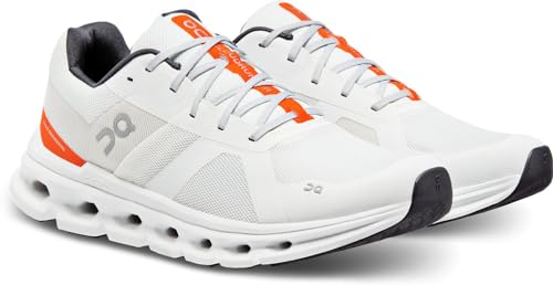 Image of On Men's Cloudrunner Sneakers, Undyed-White /Flame, 12 Medium US