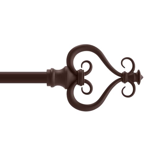 Kenney KN65406 Serena Large Plastic Heart Scroll End Standard Decorative Window Curtain Rod, 28-48