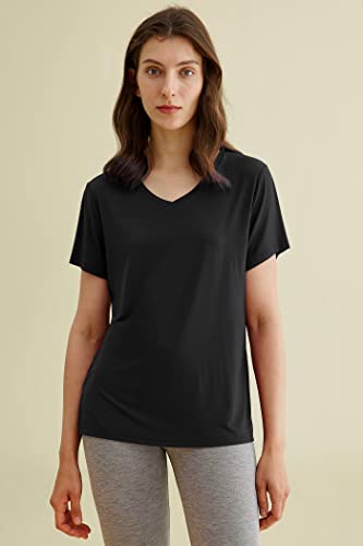 Latuza Women's Viscose Sleep T-Shirt V-Neck Pajamas Top3