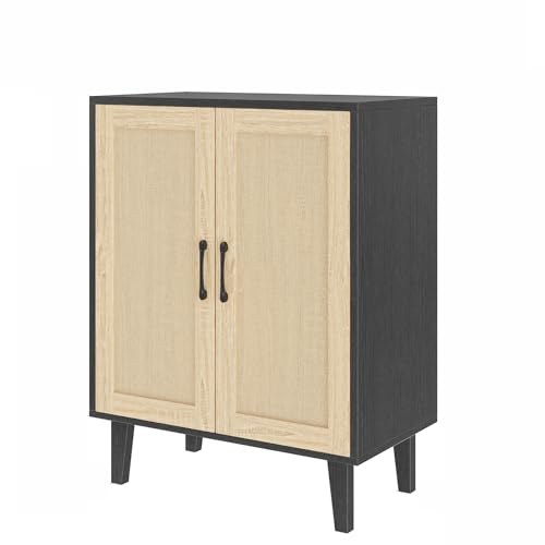 Panana Buffet Cabinet Sideboard with Rattan Decorated Doors Kitchen Storage C...