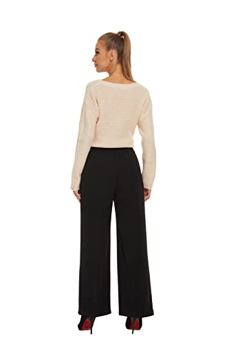 Funyyzo Women's 2023 Spring Wide Leg Pants High Elastic Waisted In The Back Business Work Trousers Long Straight Suit Pants #TOP5