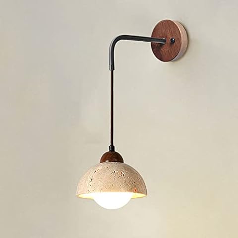 ZWPAYF Japanese Style E27 Light Semicircle Source Wall Sconces Natural Stone Bedroom Bedside Wall Lights Interior Creative Decoration Living Room/Clothing Store Wall Mount Lamp Fixtures Cover