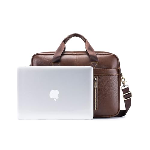 Men's Messenger Bag,Waterproof Vintage Genuine Leather Briefcase Large Leather Computer Laptop Bag Rugged Satchel4