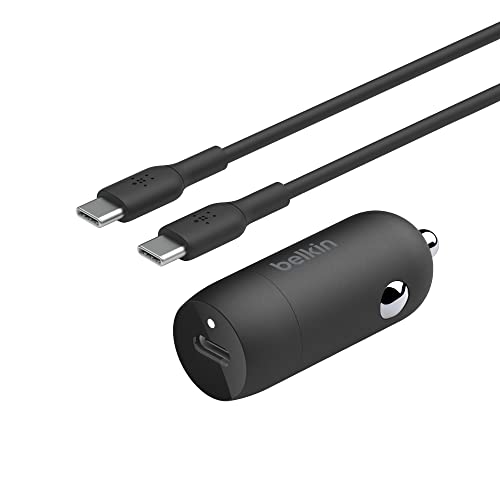 Belkin Boost↑Charge™ 30W USB-C Compact Fast Car Charger w/USB-C Cable Included, for iPhone 16, 16 Pro, iPhone 15, Galaxy S25, S24, Pixel 9 & 8, Note, Nintendo Switch 2 & More - Black