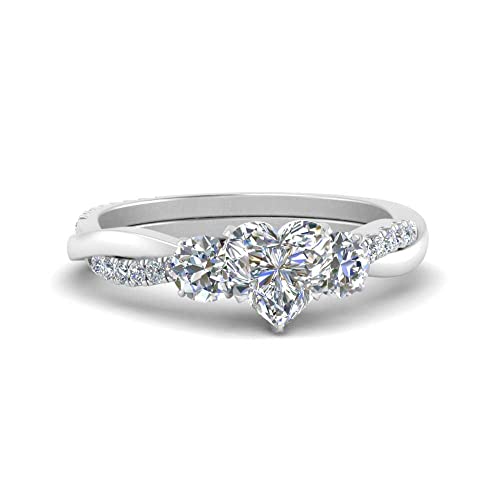 Bague infini en argent sterling et trois pierres de cœur pour femme de taille 47 à 70