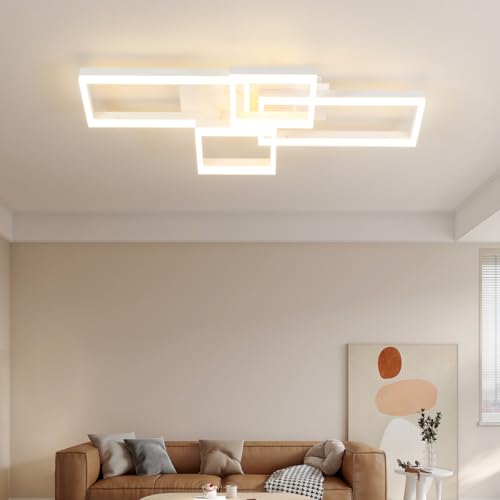 zenlavia Plafoniera LED Moderna Rettangolare – Lampada da Soffitto Dimmerabile con Telecomando, 6200lm, 62W, 3000–6500K, Luce Notturna, Timer, Memoria, per Soggiorno e Camera