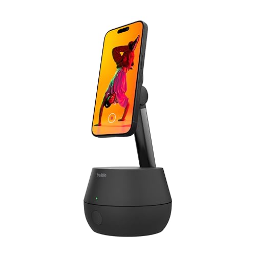 Image of Belkin Wireless Charger Stand, Auto Face Tracking, Apple DockKit Certified, Tripod & MagSafe Compatible, No App Required, 360 Rotation, Influencer Content, Works w /FaceTime, YouTube, etc.